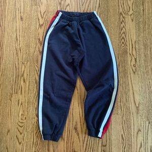 BRANDY MELVILLE JOHN GALT NAVY RED AND WHITE SWEATPANTS 0S (XS/S)